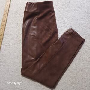 Marc New York Brown Faux Suede & Leather Leggings Womens Medium Mixed Media Slim